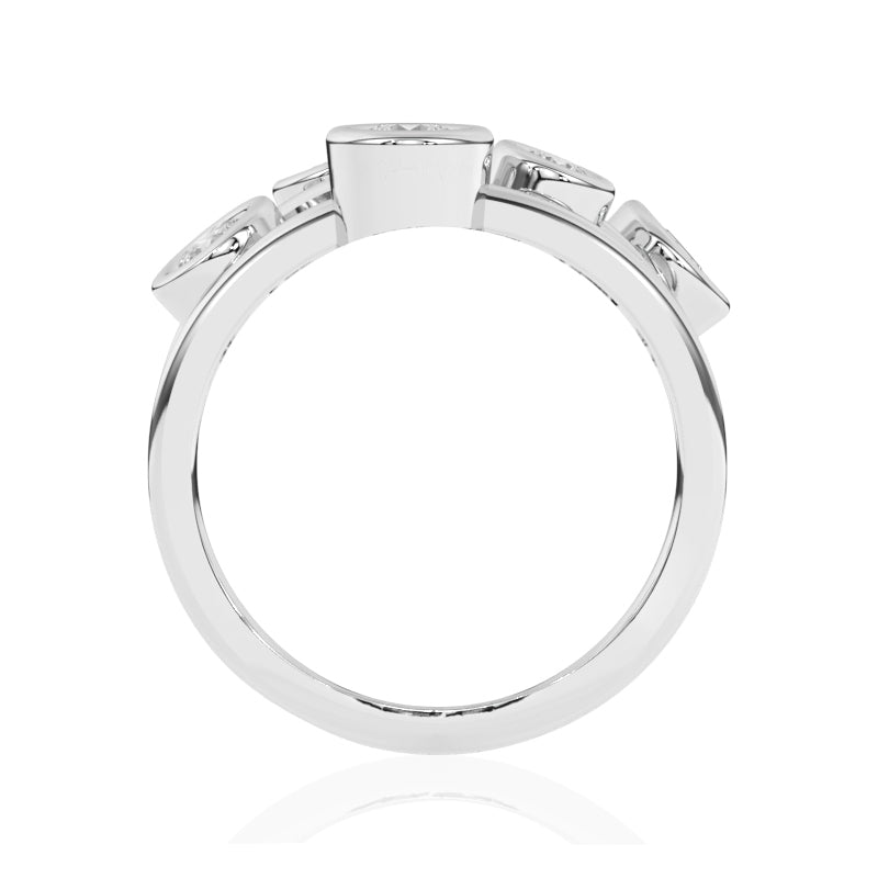 R-67501-AD-W  Diamond Five Stone Bubble Ring