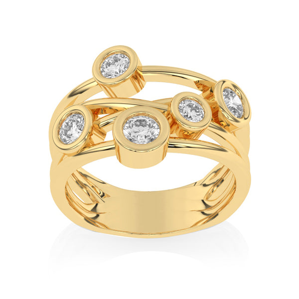 R-67501-AD-Y  Diamond Five Stone Bubble Ring