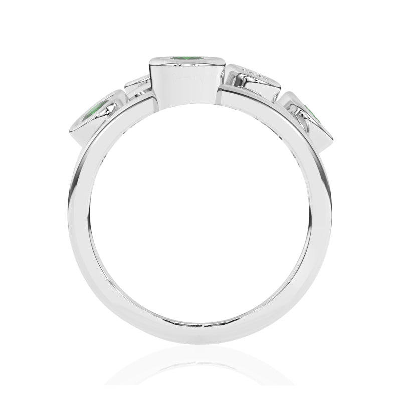R-67501-EM-W  Diamond & Emerald Bubble Ring