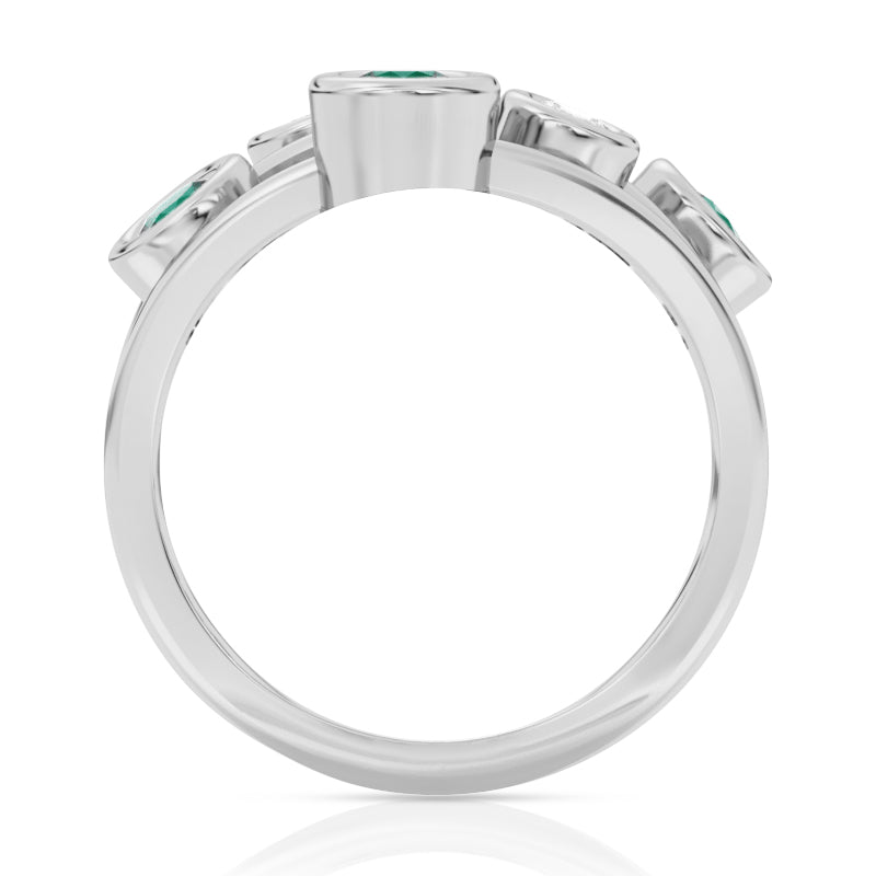 R-67501-EM-W  Diamond & Emerald Bubble Ring