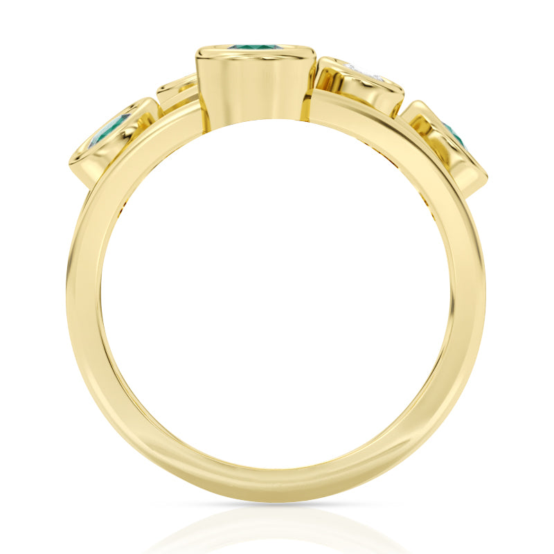 R-67501-EM-Y  Diamond & Emerald Bubble Ring