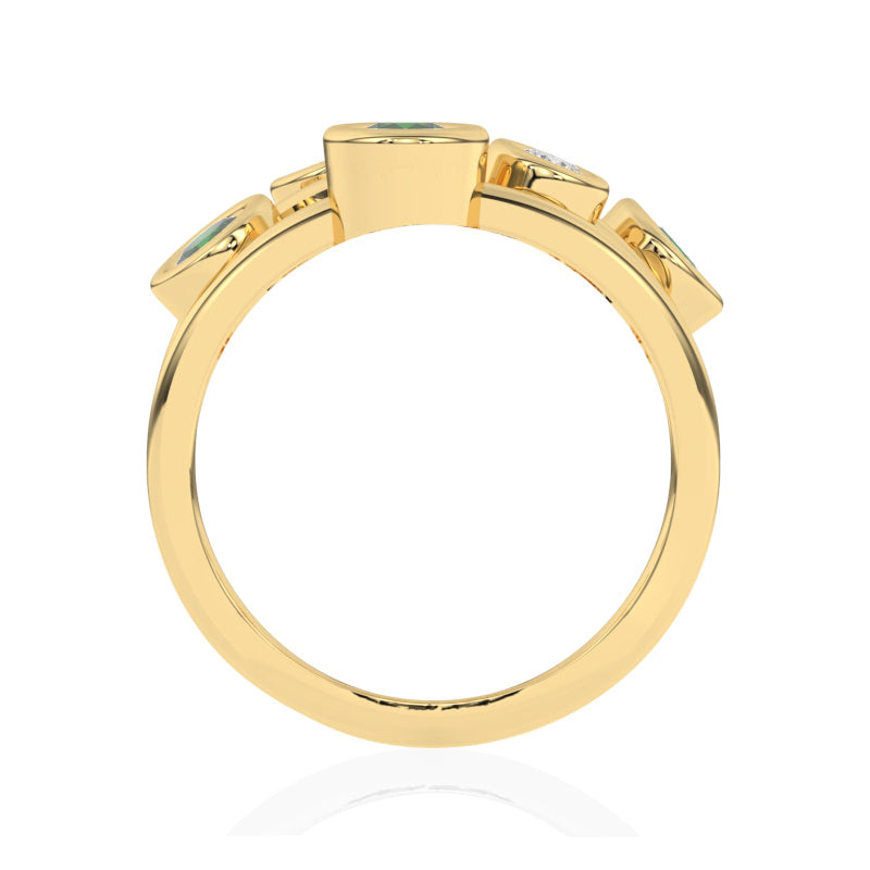 R-67501-EM-Y  Diamond & Emerald Bubble Ring