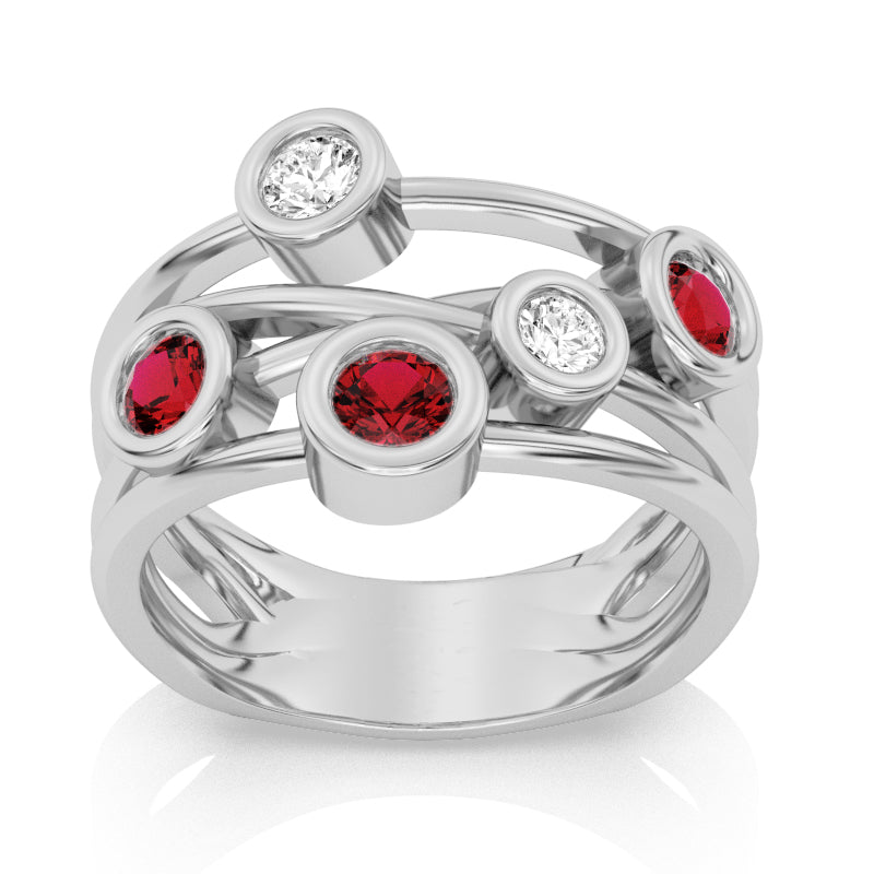 R-67501-RU-W  Diamond & Ruby Bubble Ring