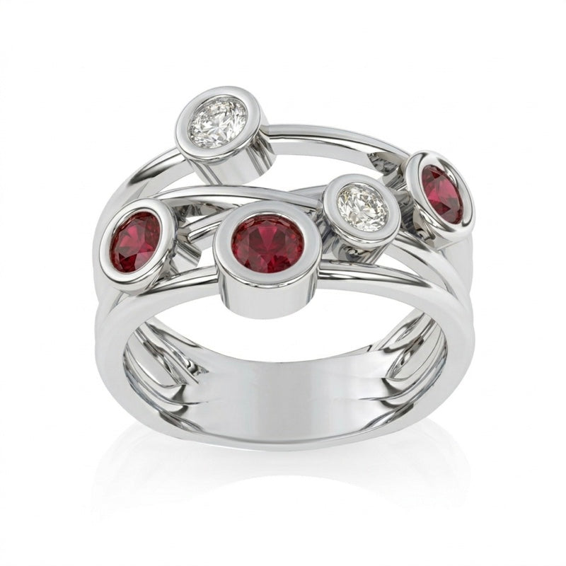 R-67501-RU-W  Diamond & Ruby Bubble Ring