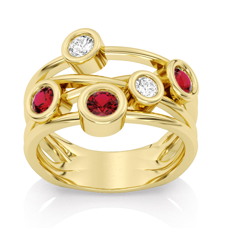 R-67501-RU-Y  Diamond & Ruby Bubble Ring