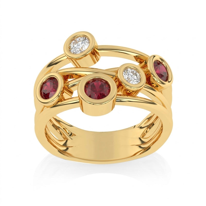 R-67501-RU-Y  Diamond & Ruby Bubble Ring