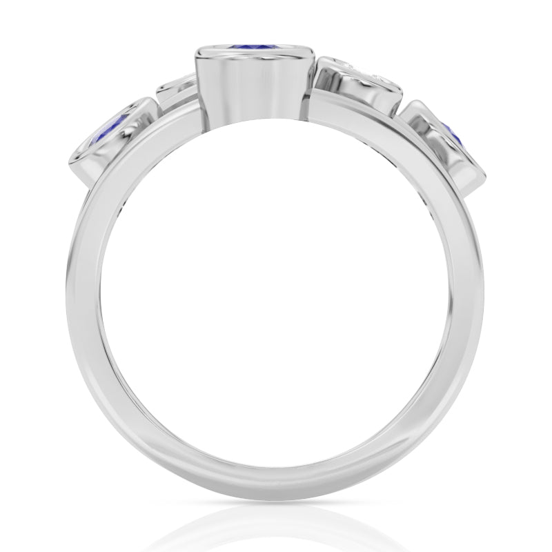 R-67501-SA-W  Diamond & Sapphire Bubble Ring