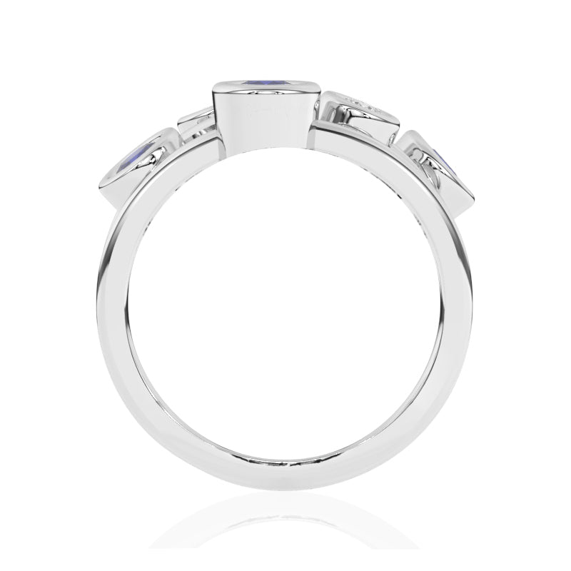 R-67501-SA-W  Diamond & Sapphire Bubble Ring