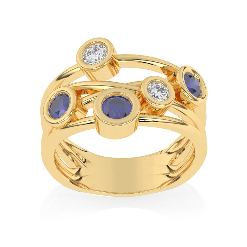 R-67501-SA-Y  Diamond & Sapphire Bubble Ring