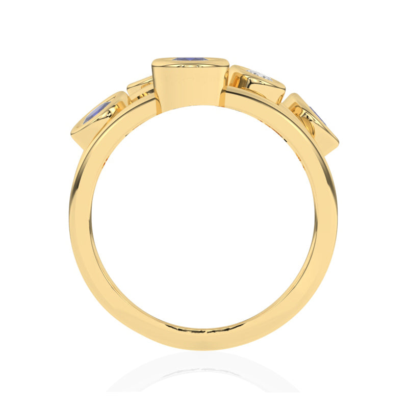 R-67501-SA-Y  Diamond & Sapphire Bubble Ring