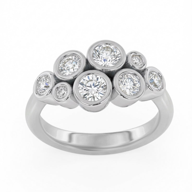 R-67801-AD-W  Diamond Bubble Ring