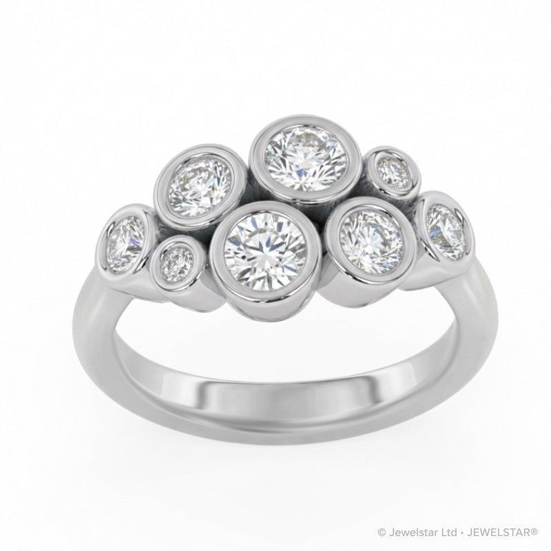 R-67801-AD-W  Diamond Bubble Ring