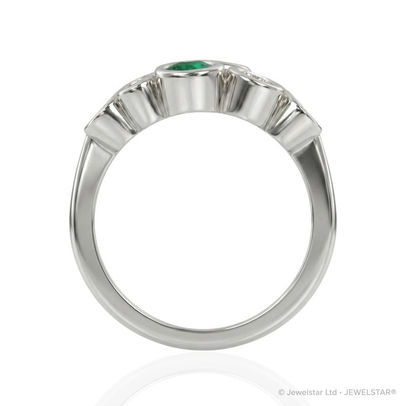 R-67801-EM-W  Diamond & Emerald Bubble Ring