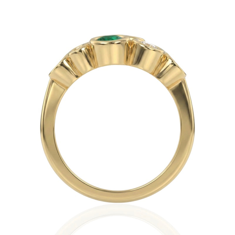 R-67801-EM-Y  Diamond & Emerald Bubble Ring