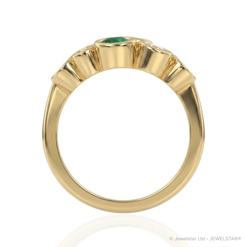 R-67801-EM-Y  Diamond & Emerald Bubble Ring