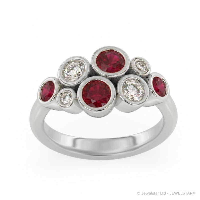 R-67801-RU-W  Diamond & Ruby Bubble Ring