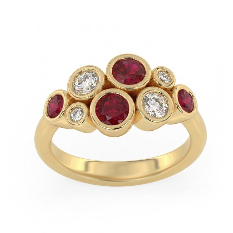 R-67801-RU-Y  Diamond & Ruby Bubble Ring