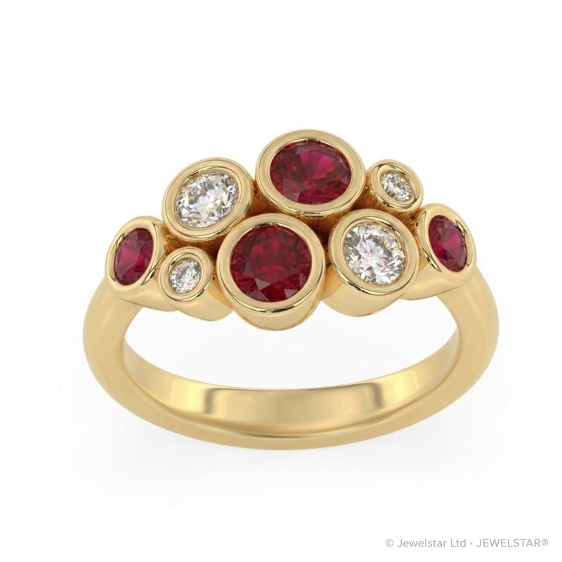 R-67801-RU-Y  Diamond & Ruby Bubble Ring
