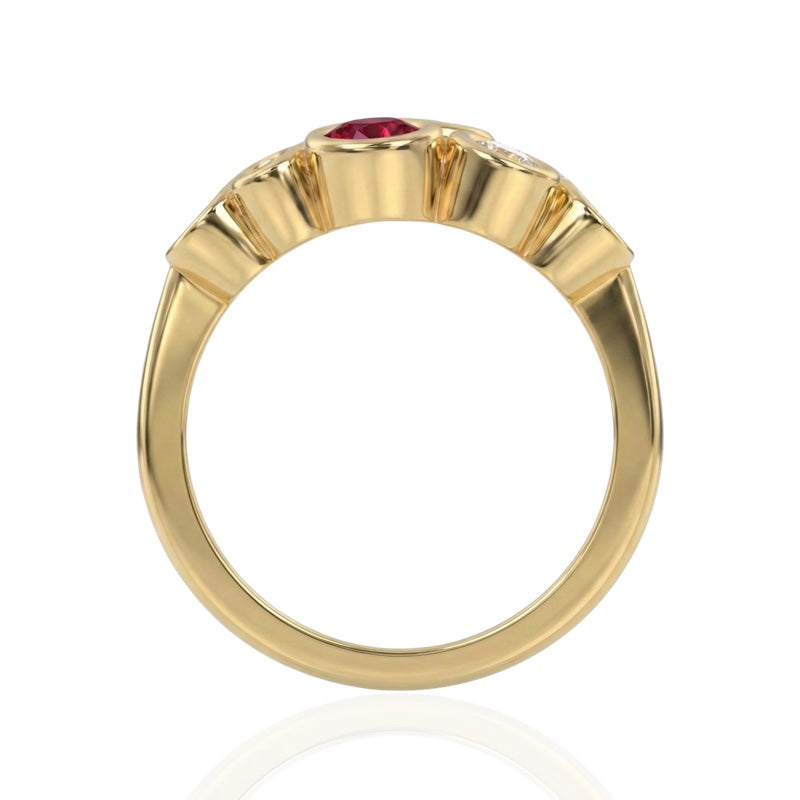R-67801-RU-Y  Diamond & Ruby Bubble Ring