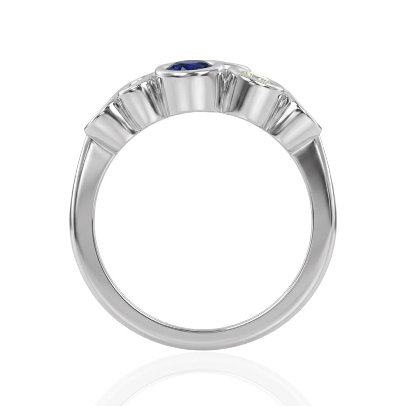 R-67801-SA-W  Diamond & Sapphire Bubble Ring