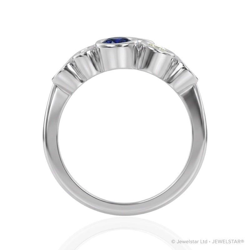 R-67801-SA-W  Diamond & Sapphire Bubble Ring