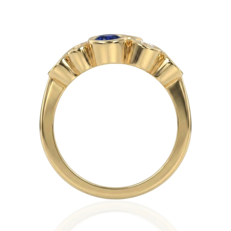 R-67801-SA-Y  Diamond & Sapphire Bubble Ring