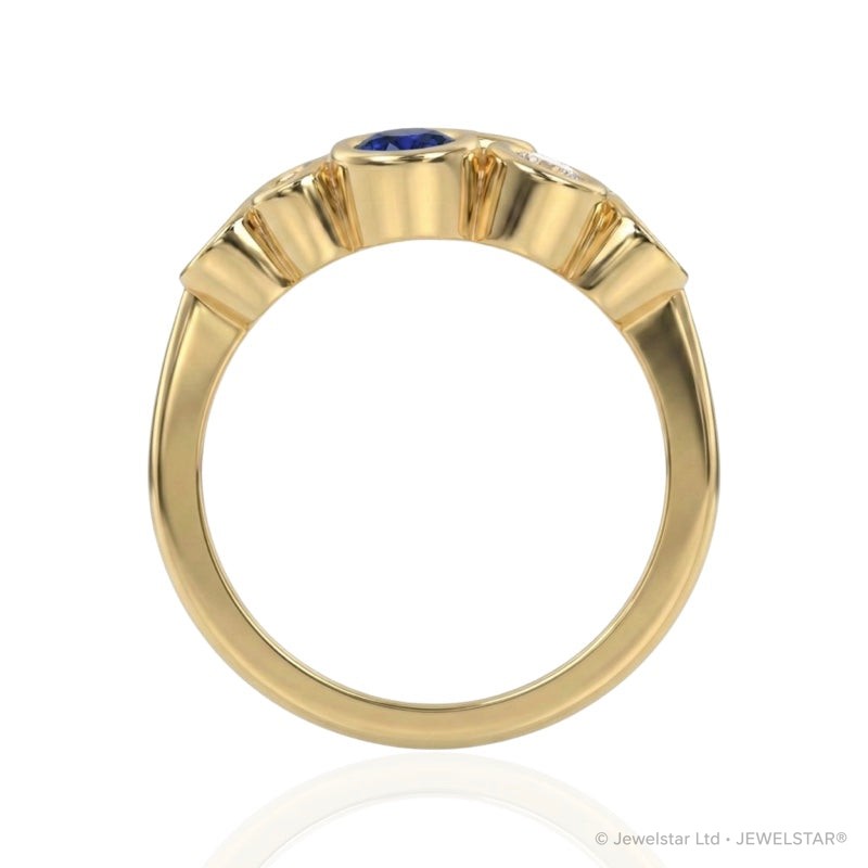 R-67801-SA-Y  Diamond & Sapphire Bubble Ring