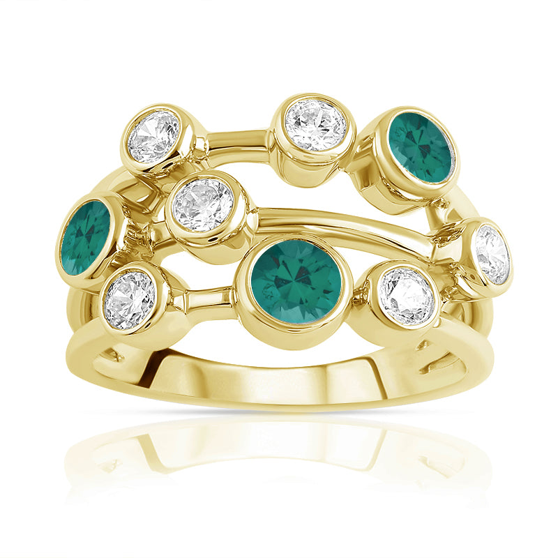 R-67901-EM-Y  Diamond & Emerald Bubble Ring