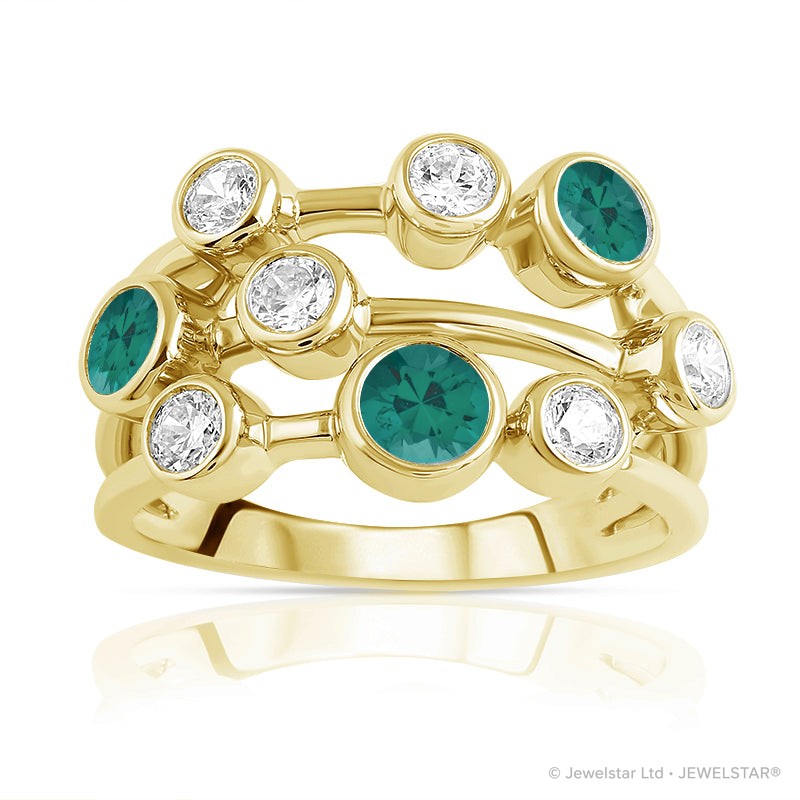 R-67901-EM-Y  Diamond & Emerald Bubble Ring
