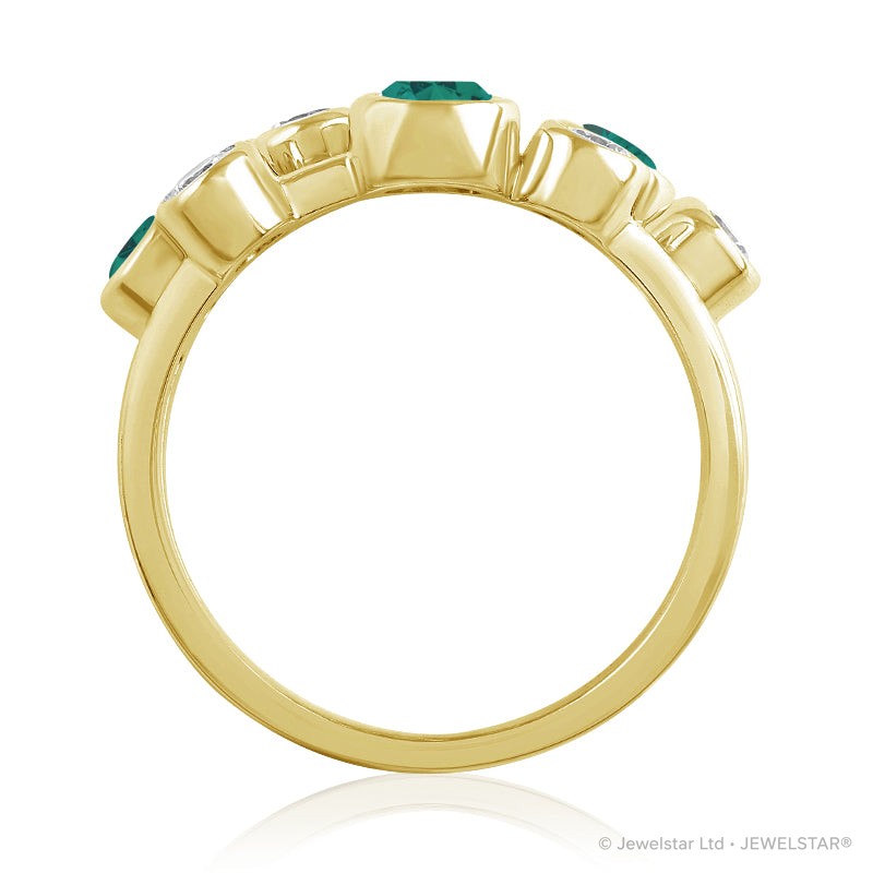R-67901-EM-Y  Diamond & Emerald Bubble Ring