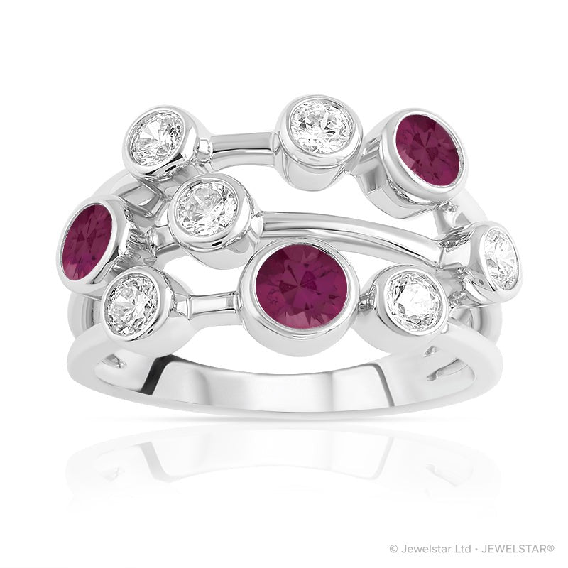 R-67901-RU-W  Diamond & Ruby Bubble Ring