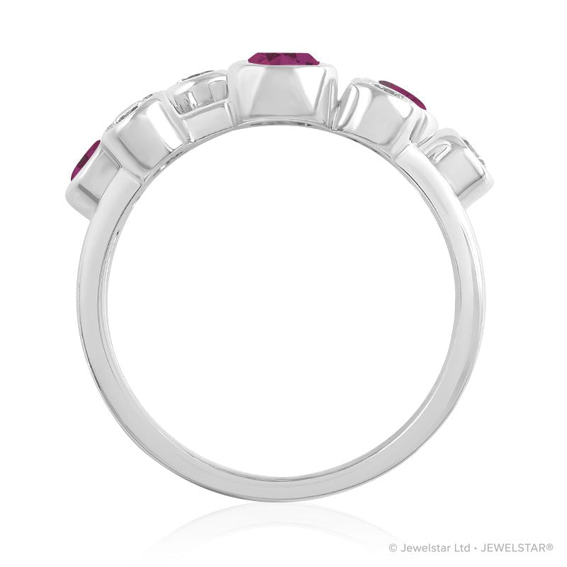 R-67901-RU-W  Diamond & Ruby Bubble Ring