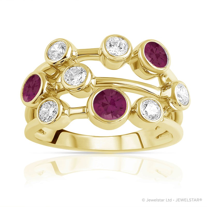 R-67901-RU-Y  Diamond & Ruby Bubble Ring