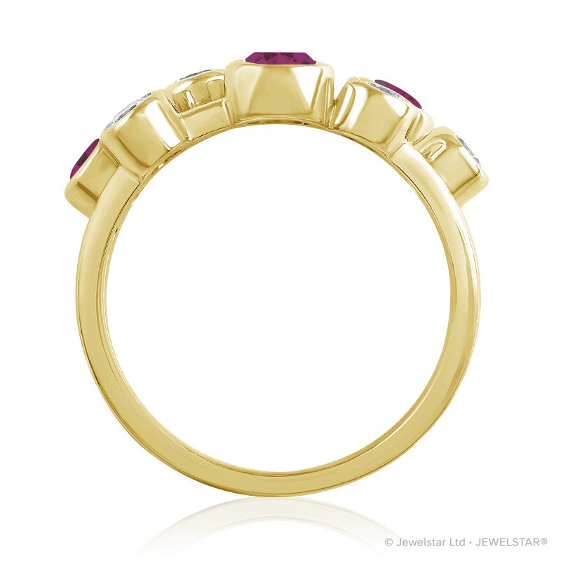 R-67901-RU-Y  Diamond & Ruby Bubble Ring