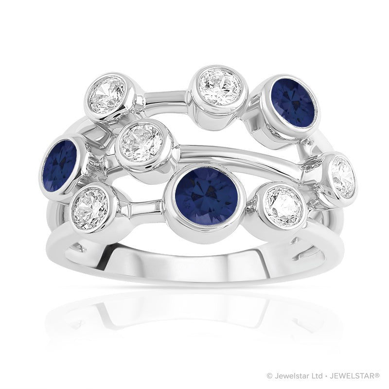 R-67901-SA-W  Diamond & Sapphire Bubble Ring