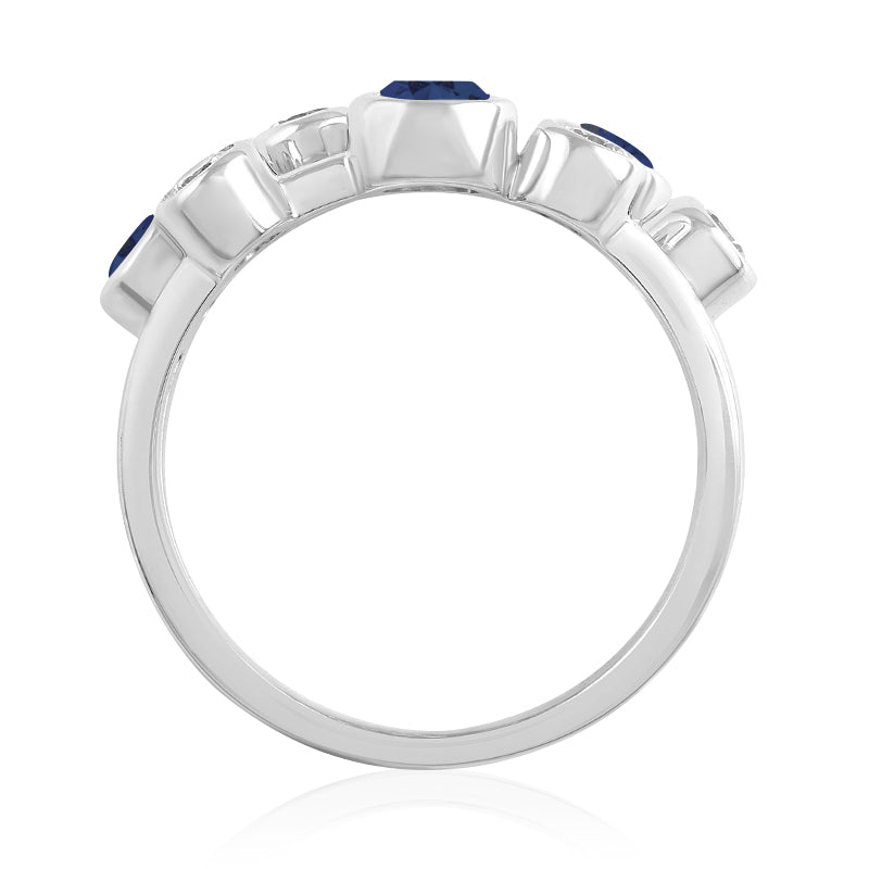 R-67901-SA-W  Diamond & Sapphire Bubble Ring