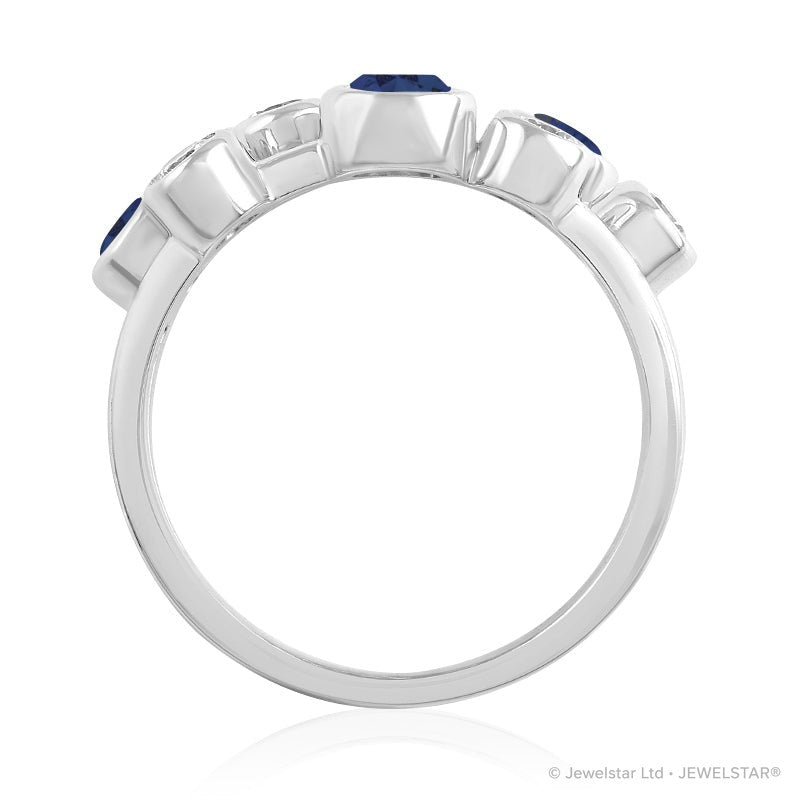 R-67901-SA-W  Diamond & Sapphire Bubble Ring