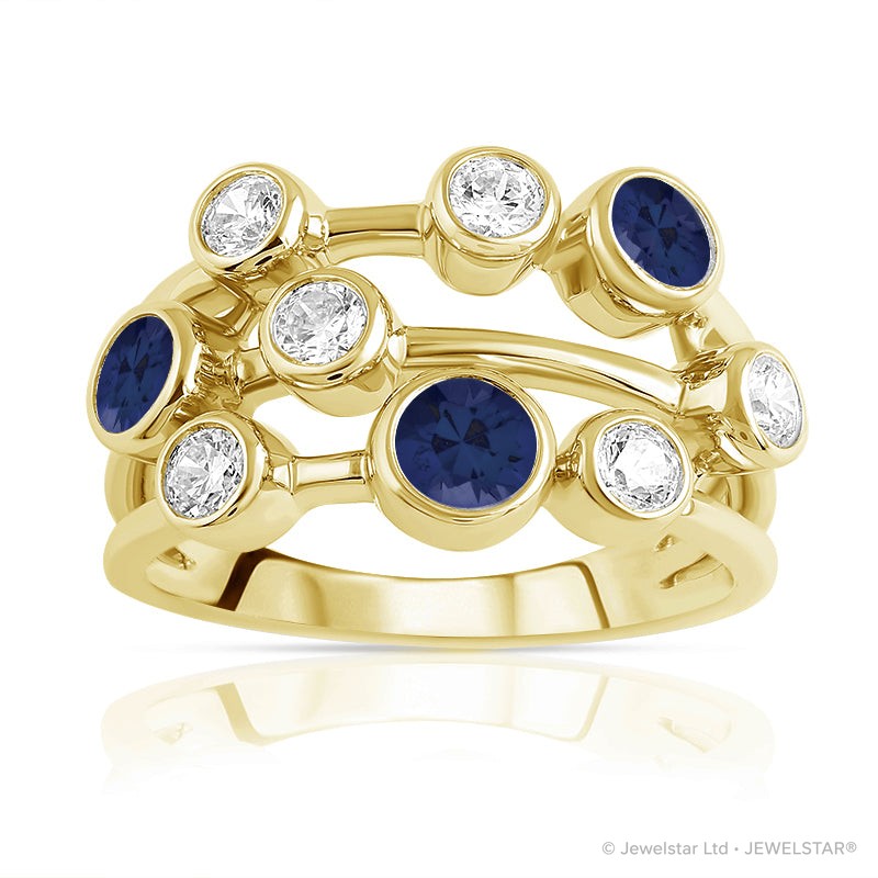 R-67901-SA-Y  Diamond & Sapphire Bubble Ring