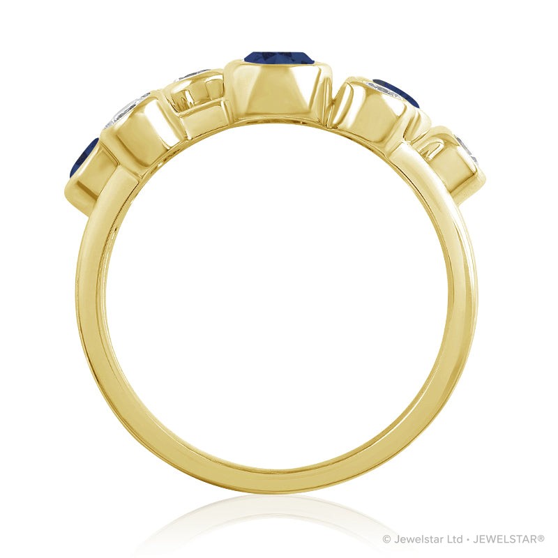 R-67901-SA-Y  Diamond & Sapphire Bubble Ring