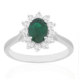 R-75033-EM-W  Diamond & Emerald Cluster Ring