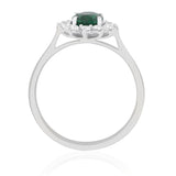 R-75033-EM-W  Diamond & Emerald Cluster Ring