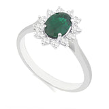 R-75033-EM-W  Diamond & Emerald Cluster Ring