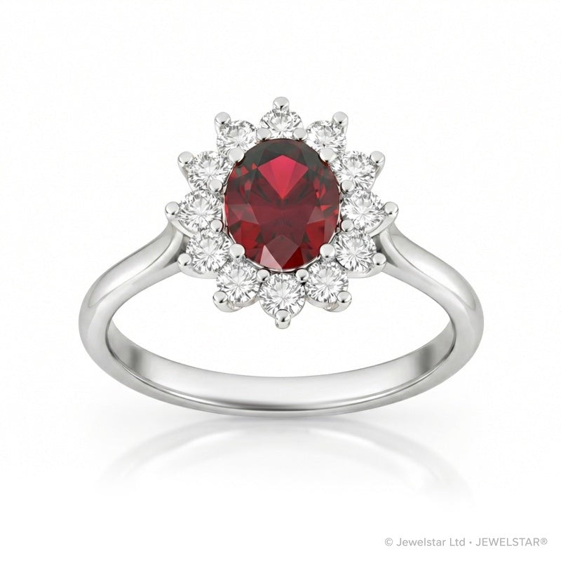 R-75033-RU-W    Diamond & Ruby Cluster Ring