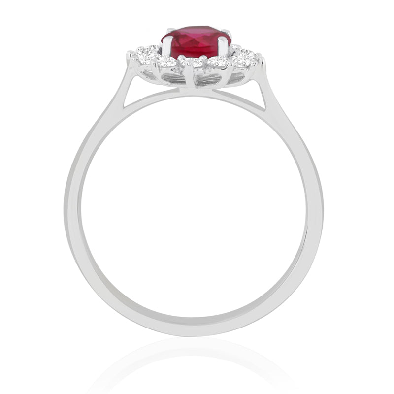 R-75033-RU-W  Diamond & Ruby Cluster Ring