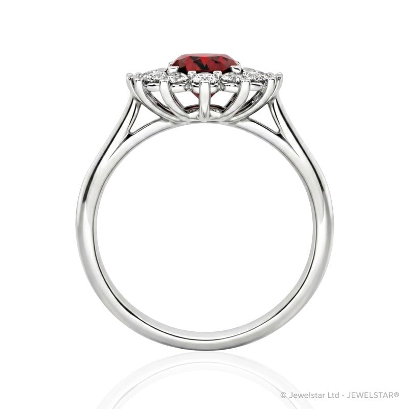 R-75033-RU-W    Diamond & Ruby Cluster Ring
