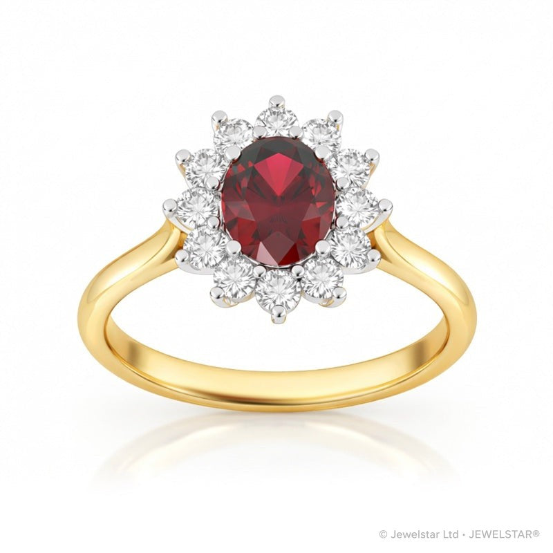 R-75033-RU-Y    Diamond & Ruby Cluster Ring