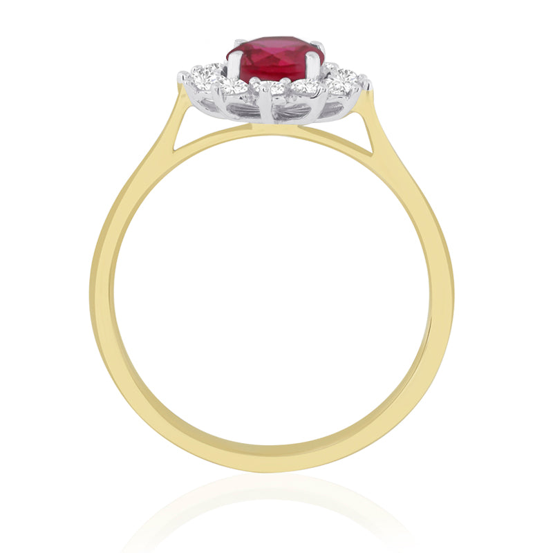R-75033-RU-Y  Diamond & Ruby Cluster Ring