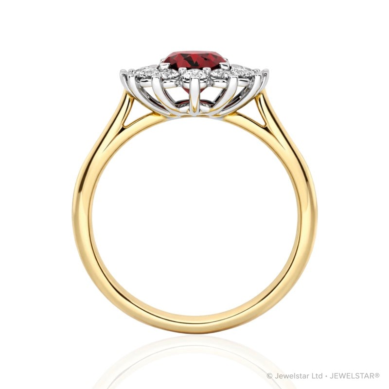 R-75033-RU-Y    Diamond & Ruby Cluster Ring