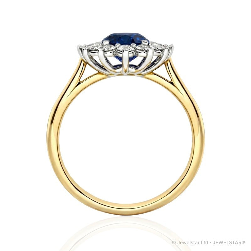 R-75033-SA-Y    Diamond & Sapphire Cluster Ring