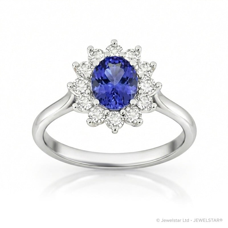 R-75033-TZ-W    Diamond & Tanzanite Cluster Ring